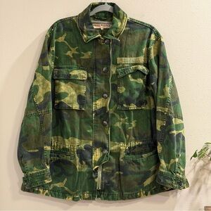 Free People Women’s XS Green Camo Seize The Day Jacket Military Utility Boho